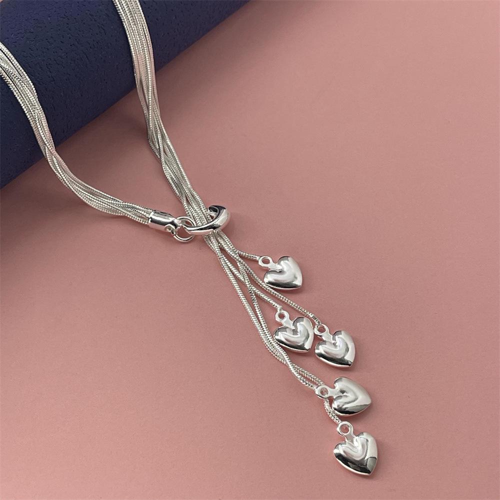 925 Silver-Plated Tai Chi Snake Bone Necklace, Korean Style, 46CM, In Stock, Popular Design