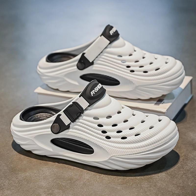 

Men s Summer Dual-Use Sandals: Beach Sports Slip-On with Toe Cap 41 білий