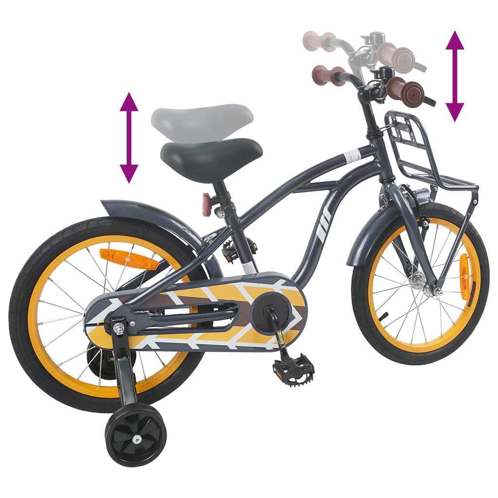 Kids Bicycle 16 Inch for Ages 4 6 Dark Grey