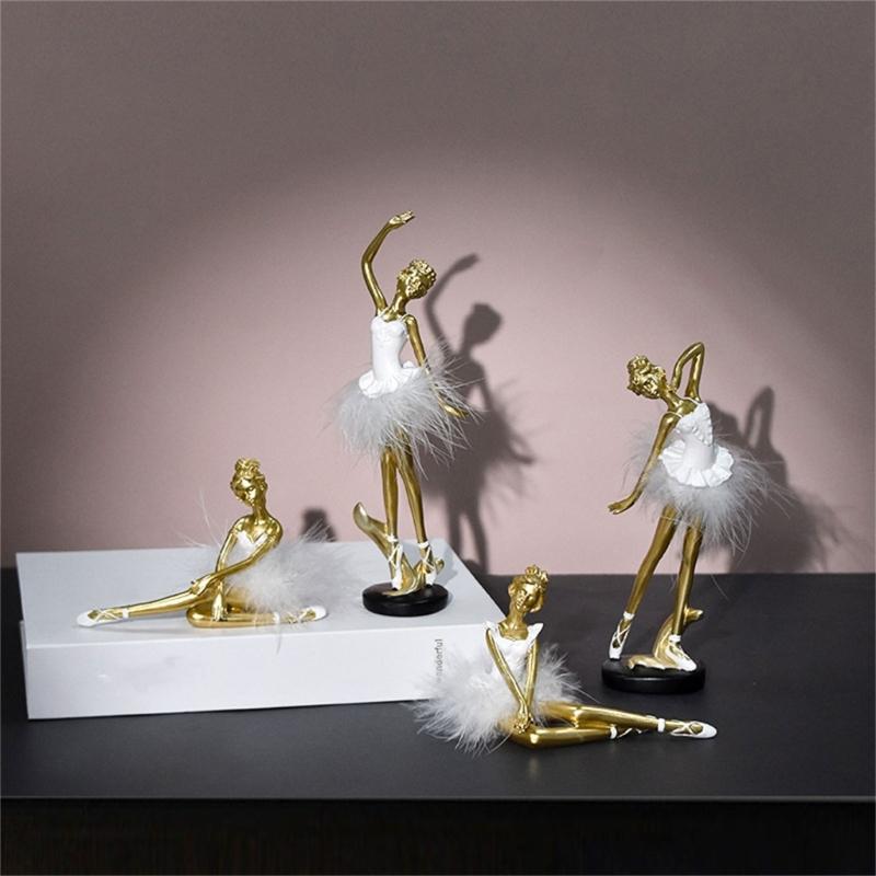 Beautiful Resins Ballerinas Statue Ballet Dancer Figurine Dancing Girl Sculpture for Artistics Home and Office Decors