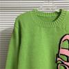 Unisex Color Block Logo Jacquard Round Neck Sweater with Long Sleeves