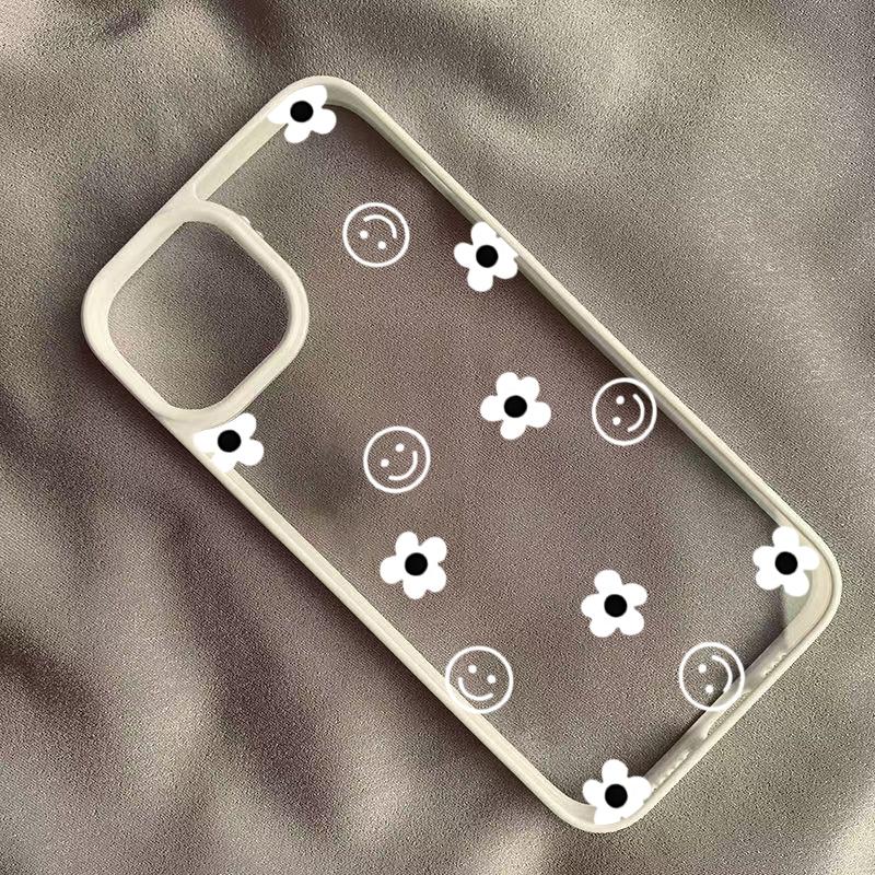 Cute Smile Flower Clear Phone Case for Samsung Galaxy S25 S24 Ultra A56 A55 A54 A06 A16 A35 A34 A15 5G S23 S22 FE Silicone Cover