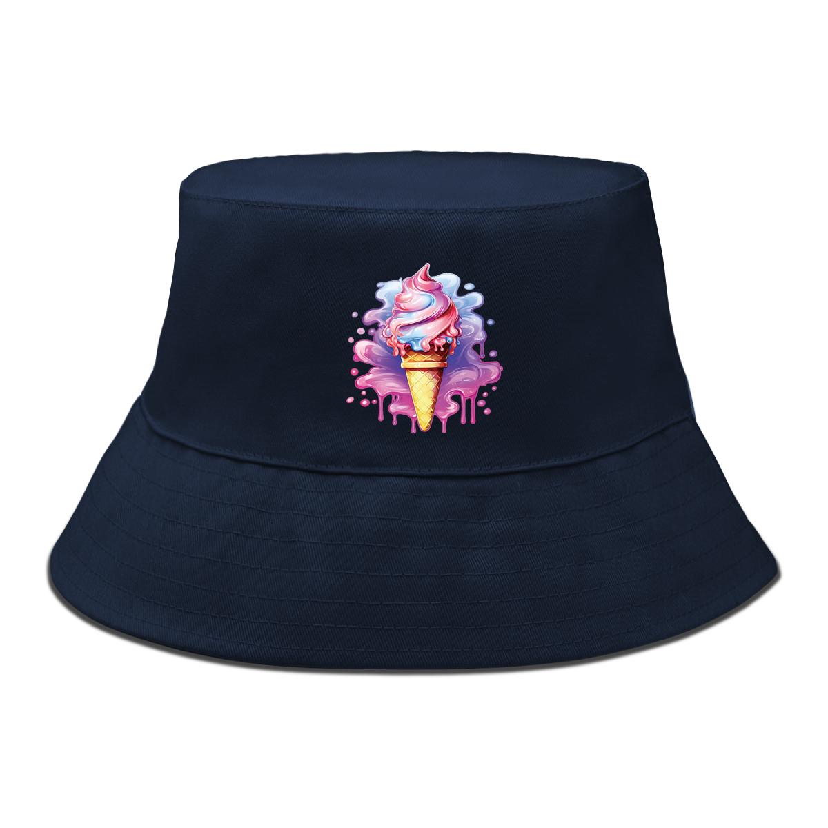 

Bucket Hat With Purple Ice Cream Print , Women s Hat Foldable Fashion Polyester Basin Cap as the picture жовтий