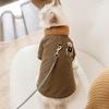 Autumn and winter pet jacket thickened warm cat bear embroidered lapel cotton coat dog can pull cat clothes