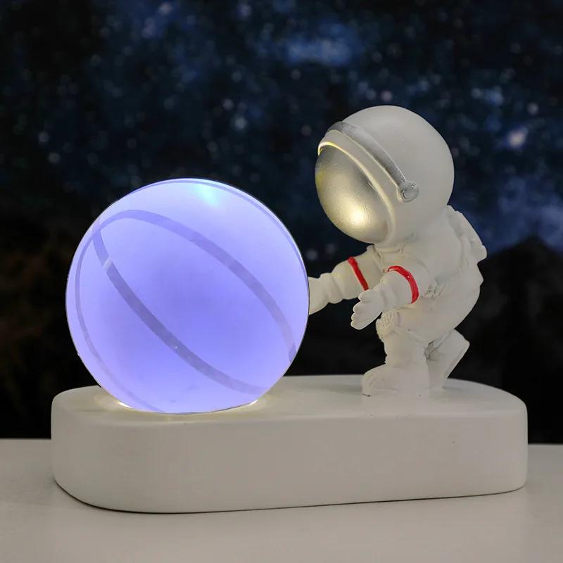 Astronaut Creativ 3D Minge de Cristal Led Lumină de noapte pentru Dormitor Copii Planetă Spațiu Lampă Sistem Solar USB Cadou de Crăciun pentru copii
