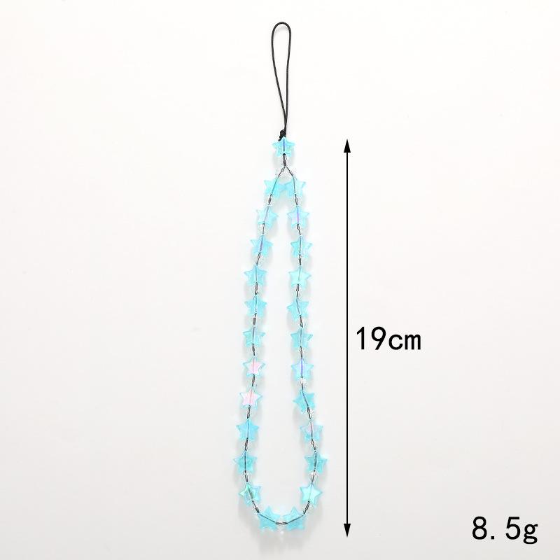 Y2k Five-Pointed Star Bead Phone Strap Charm Chain Cellphone Lanyard Keychain Woman Girl Bag Camera Pendant For Airpods Case