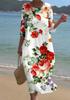 European and American New Large-size Dress Women's Clothing Seaside Vacation Printed Loose Long Dress