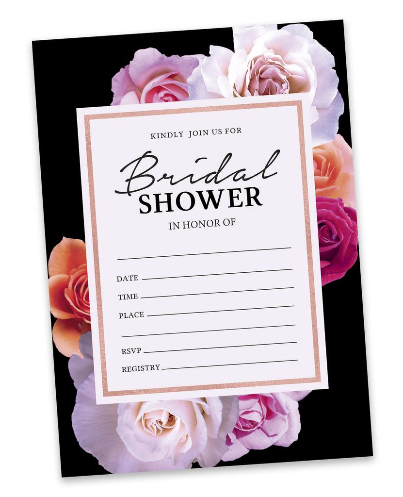 Inkdotpot 30A  FloralA  Fill-In Style Bridal Shower Invitations Wedding Blank