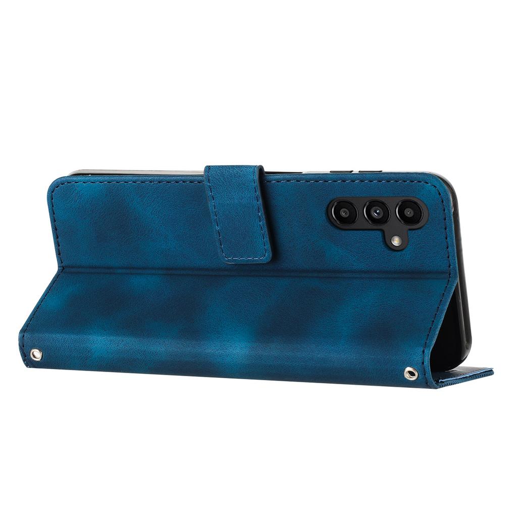 For Samsung Galaxy M35 5G Case Triangle Pattern Leather Phone Cover with Hand Strap Card Slots