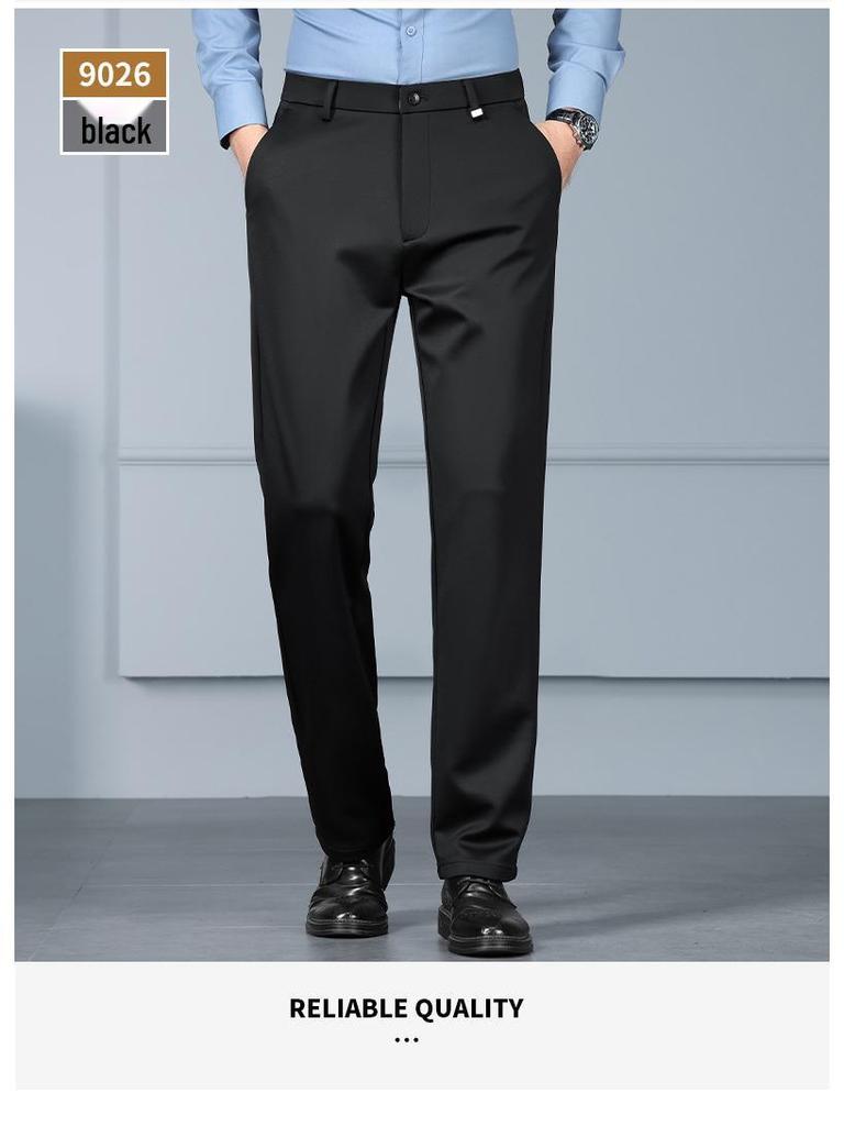 Tide Men's Lamb Wool Casual Straight-Leg Pants for Autumn/Winter - Business Casual Style