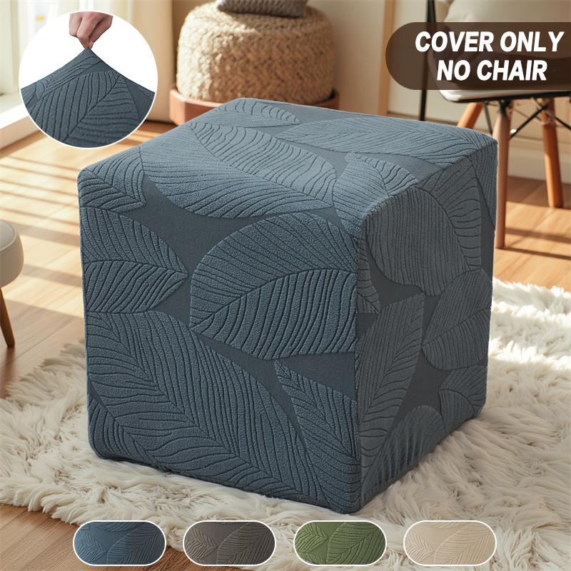 

1PC Jacquard Ottoman Stool Covers Stretch Square Footrest Slipcover Storage Ottoman Cover Footstool Cover for Living Room