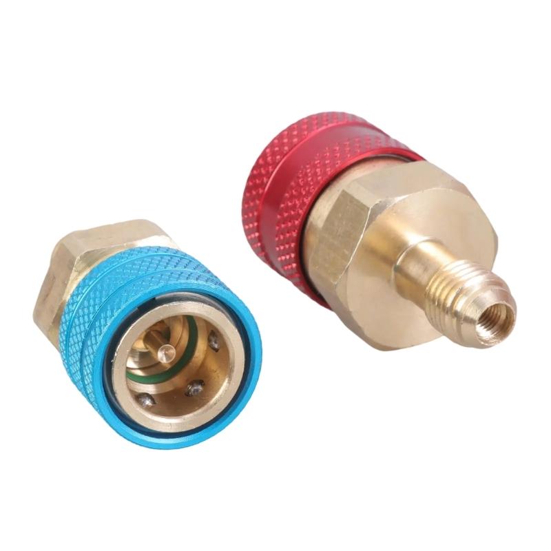 2 Stück Kfz-Schnellkupplungs-Set Messing-Schnellverbinder Auslaufsichere Kupplungen Schnelle Montage Geeignet für R1234YF