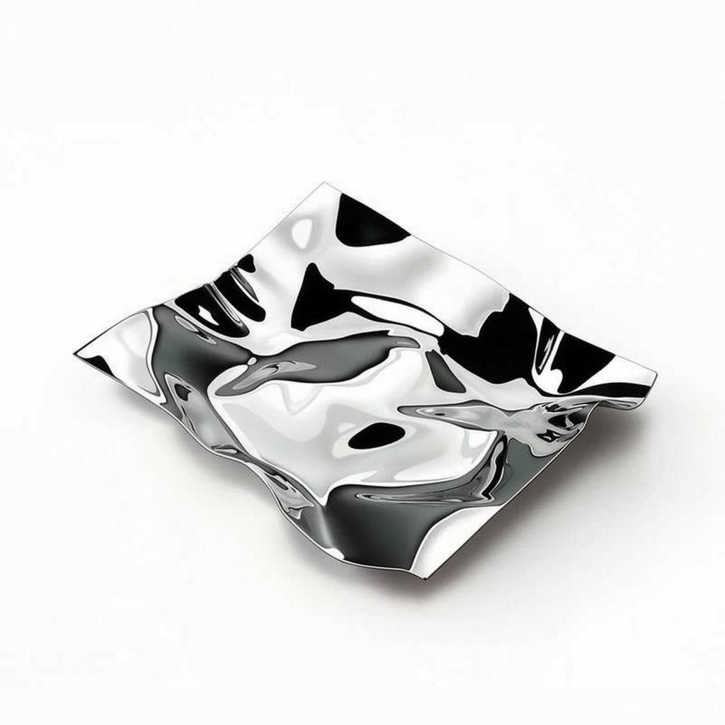 Stainless Steel Tray Mirrored with Reflective Finish Sculptural Irregular Serving Platter for