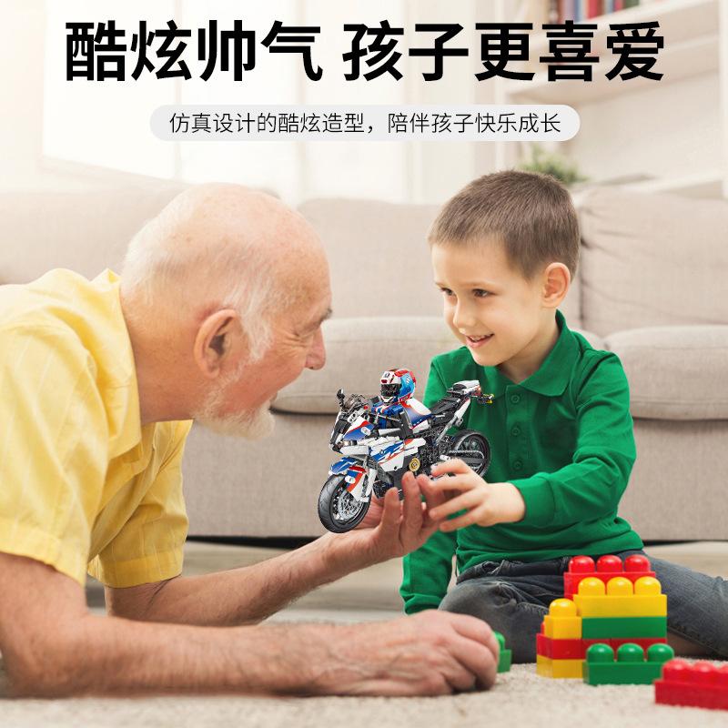 Copii Bricolaj Tehnologie Particule Mici Bloc de Construcție Băiat Asamblare Creier Model Motocicletă Jucărie Dificilă