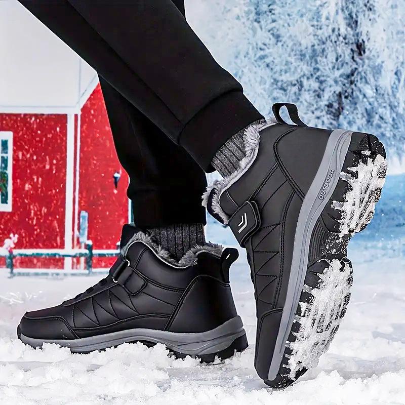 Shoes Men's Cotton Shoes Cotton Boots Large Size Polyurethane Men's Boots Thickened Snow Boots Velcro Warm Short Boots