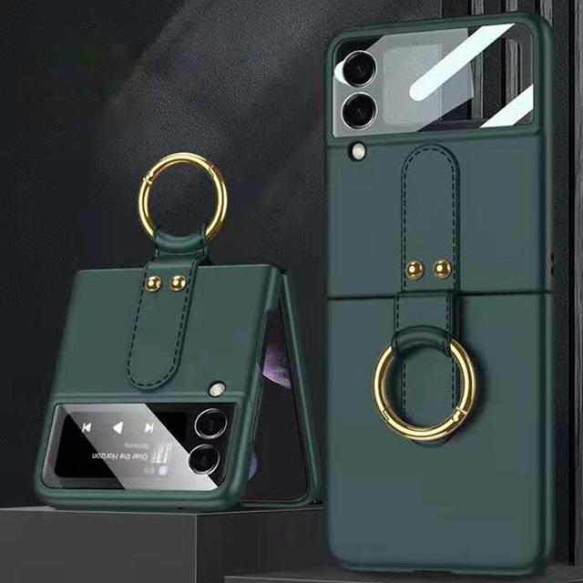 Fashion Lens Glass +Ring Case For Samsung Galaxy Z Flip 3 5g Cover Anti -Knock Luxury Cases For Flip3
