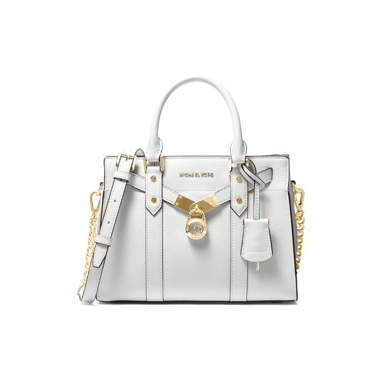 New MICHAEL KORS Nouveau Hamilton Cow Leather Crossbody Bag, Handbag Small Women's White 30F9G0HS1L-085
