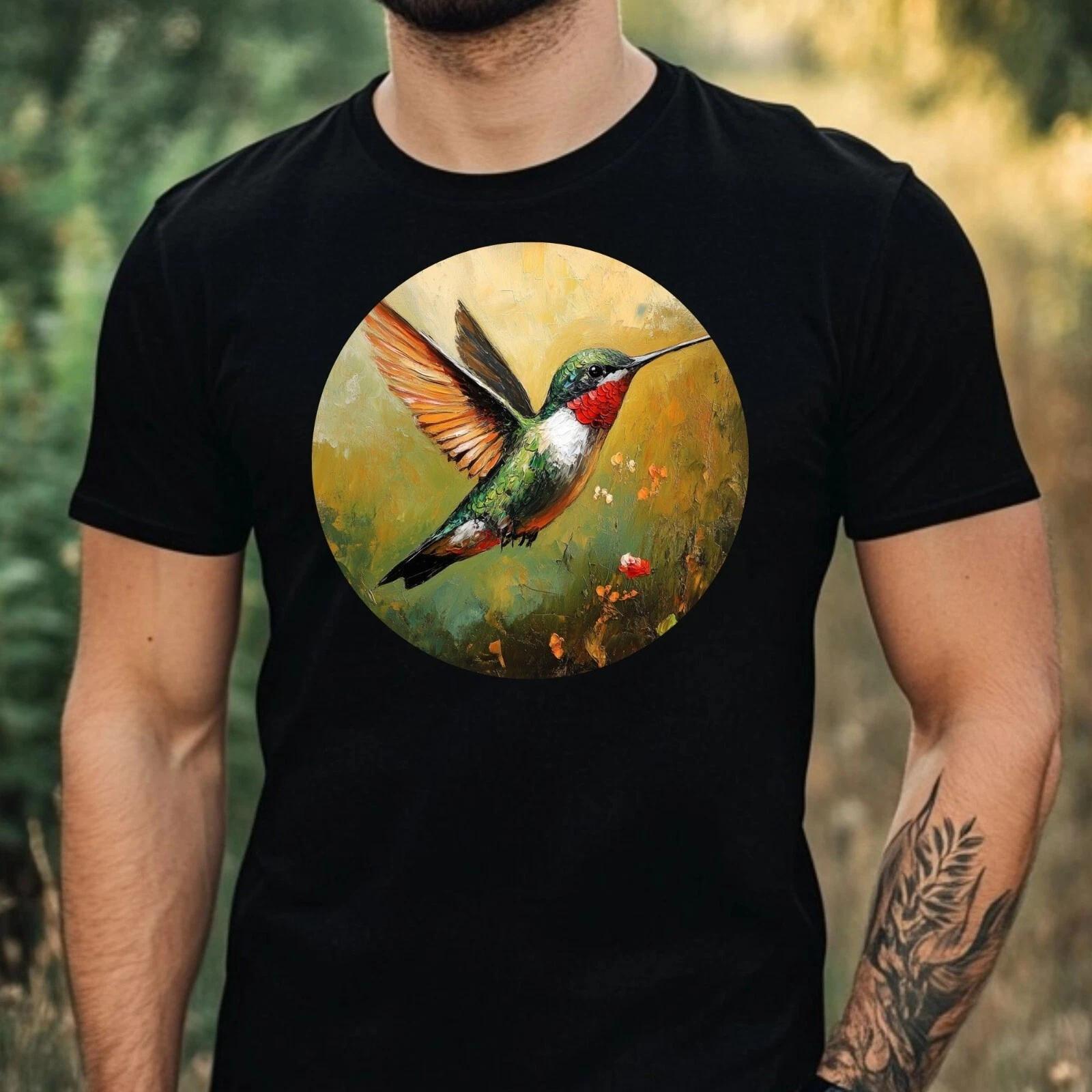 T-Shirt Herren Kolibri Portrait Motiv Baumwolle Größe XS bis 5XL S
