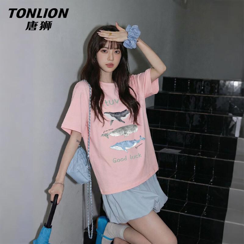 TonLion Women s Pure Cotton Graphic Loose Fit T-Shirt M