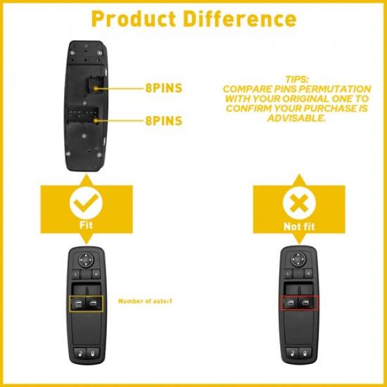 Master Window Power Switch Driver Side Left LH For 2012-2015 Dodge Grand Caravan