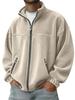  Fall Winter Men's American Style Stand Collar Zip Up Hoodie Casual Jacket Fleece Lined Warm Pullover