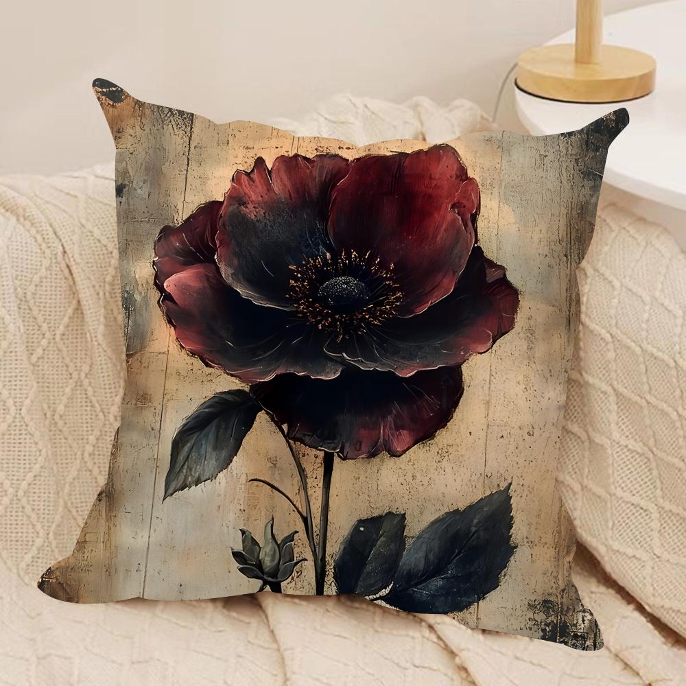 Retro Literature Art Cushion Cover Silky Short Plush Invisible Zipper Dustproof Sofa Pillow Case For Home Decor