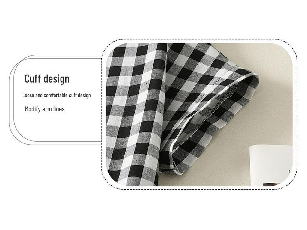 Women's Short Sleeve Plaid Shirt Dress - Fashionable, Loose-Fit, Slimming Cotton and Linen Design