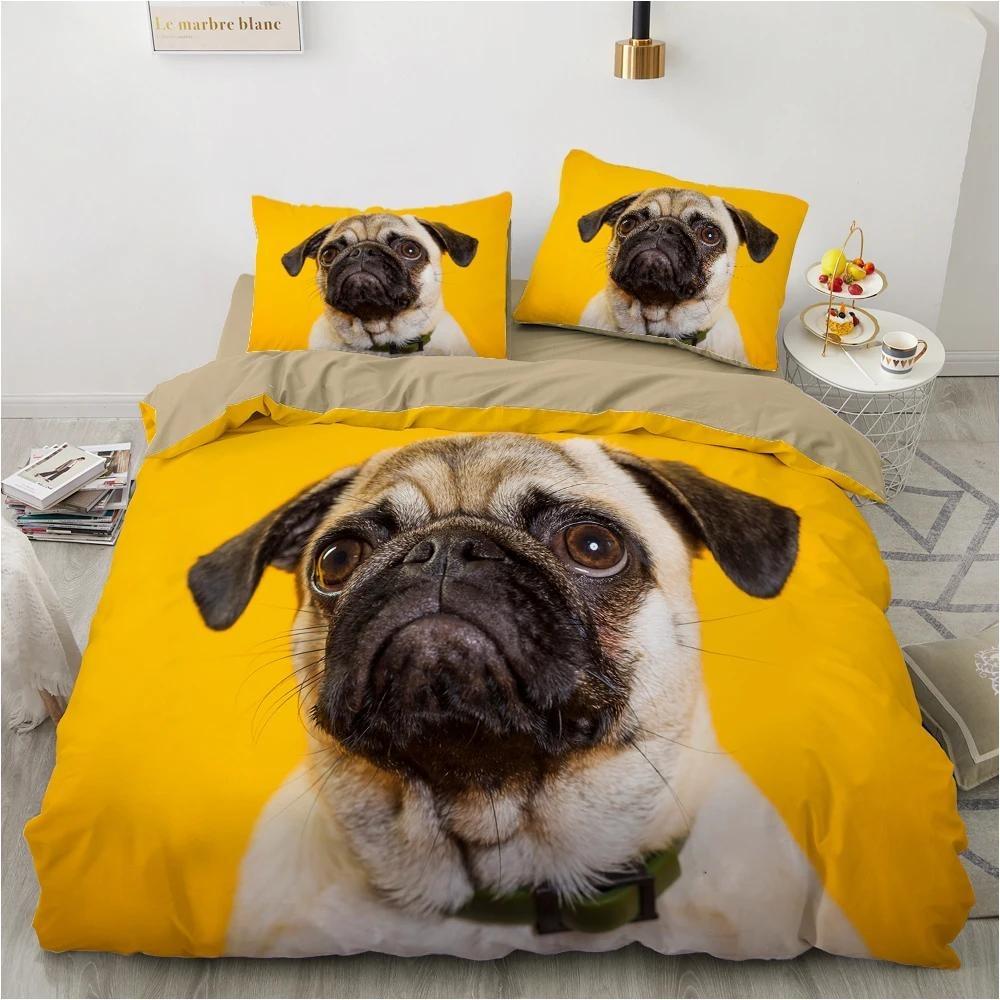 Luxury 3D Pet Dog Printed Bedding Set Single and Double Queen King Size Double Bed Duvet Cover Comfortable Pillowcase/duvet Cover Teen Gift
