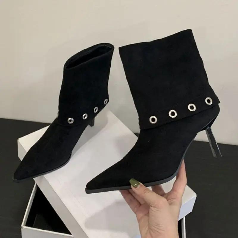 Eilyken New Fashion Pointed Toe Women Ankle Boots Sexy Thin High Heels Shoes Autumn Winter Short Botas De Mujer
