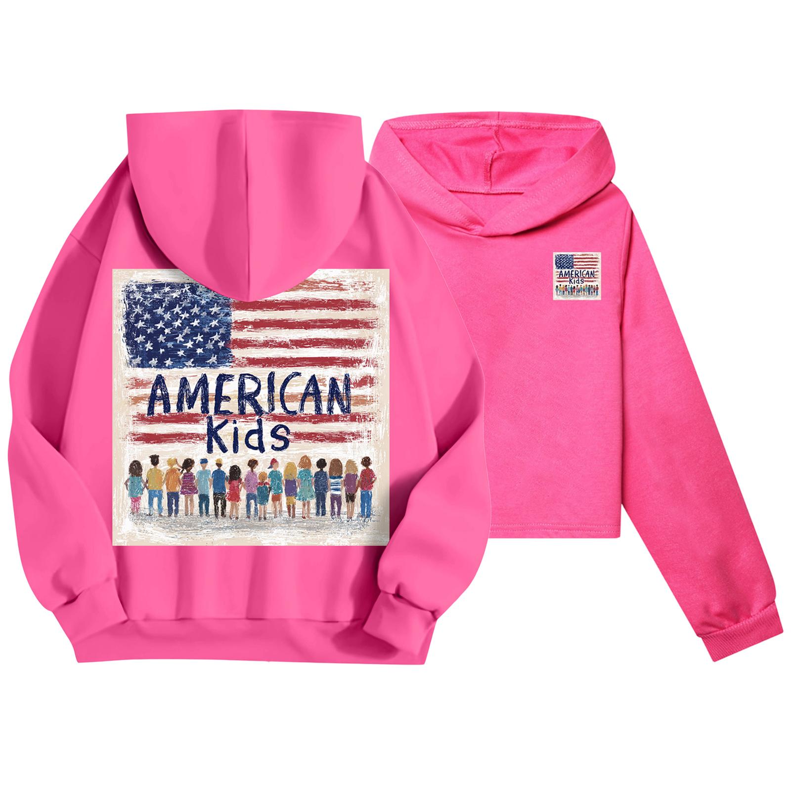 

Детская повседневная модная толстовка с капюшоном и длинными рукавами с принтом американского флага 120