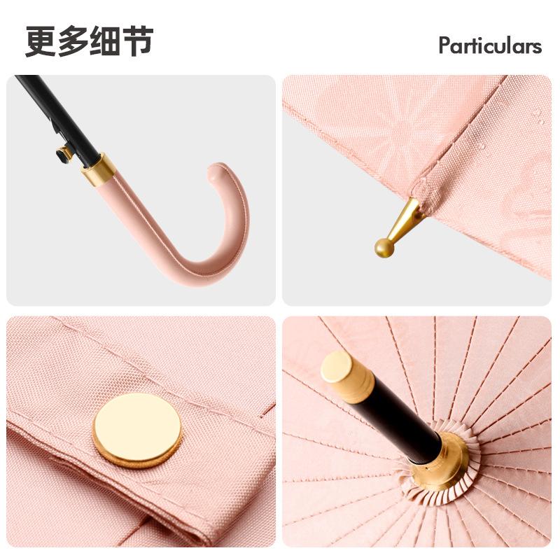 Flowering umbrella in contact with water 24 bone umbrella weather and rain long handle large umbrella high value male and female students wholesale