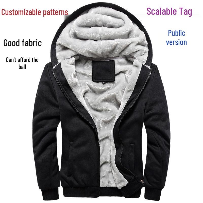 Men's Korean-Style Fleece Sweatshirt: Warm, Thick, Solid-Color Casual Wear