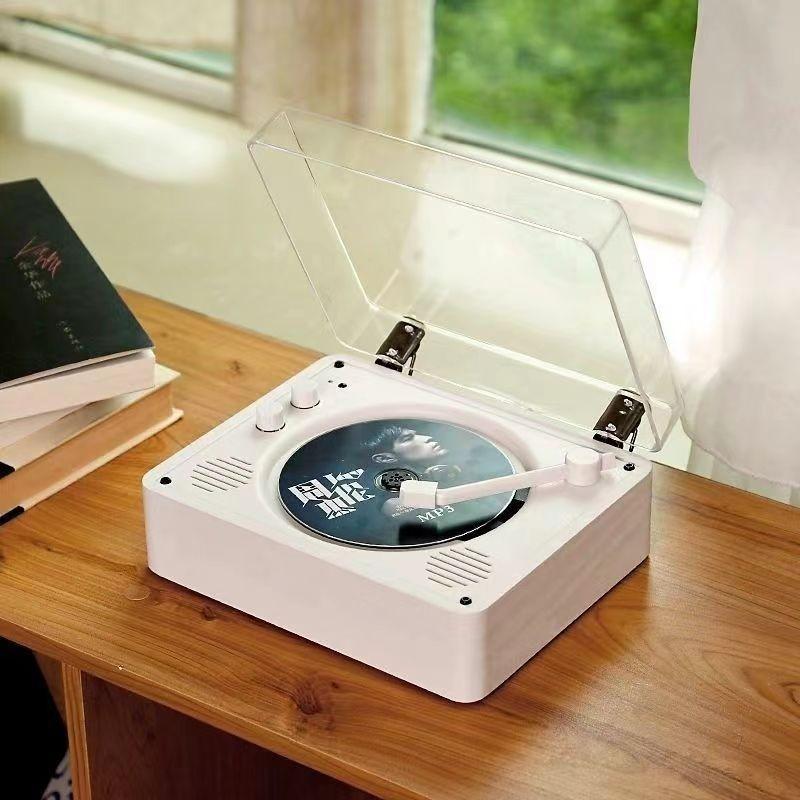 10W 5V Vintage vinylový CD přehrávač Mobilní Bluetooth Velký bateriový zvukový systém Stereofonní přehrávač s duálními reproduktory