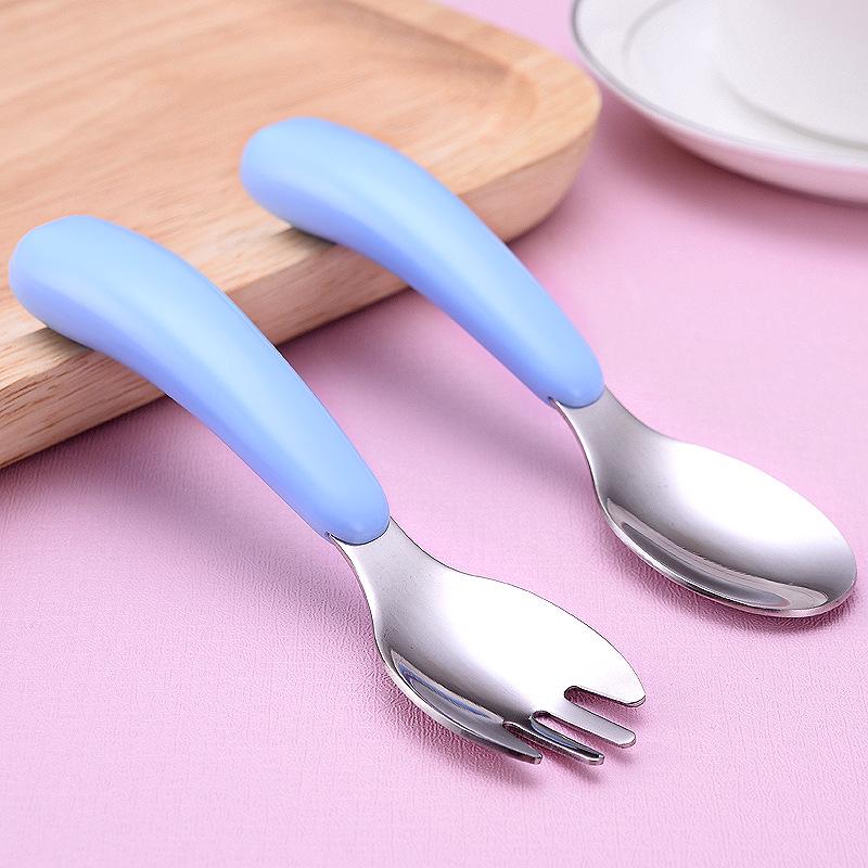 304 Stainless Steel Children's Cartoon Cutlery Set: Baby Feeding Spoon & Fork, Training Spoon & Fork