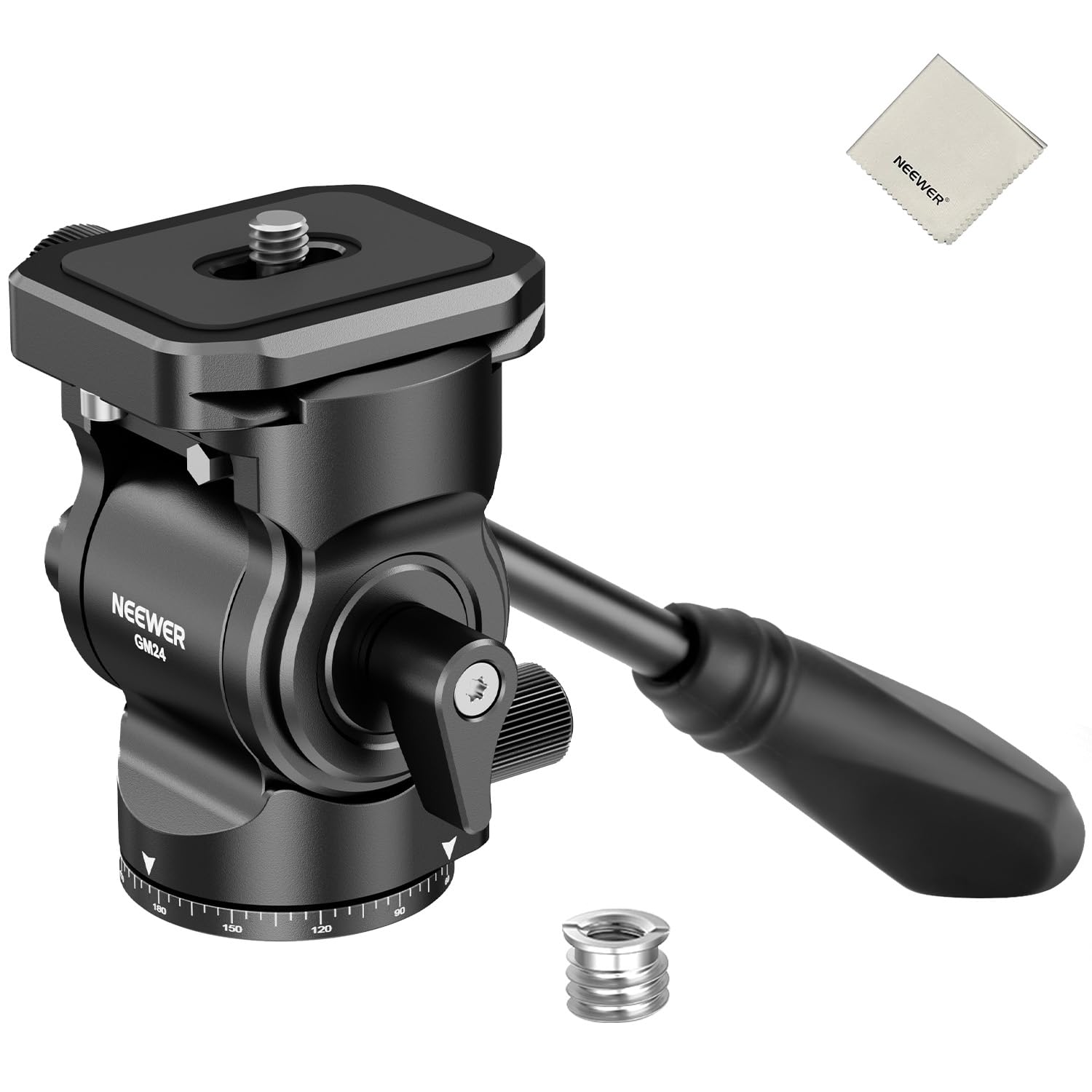 

NEEWER Tripod Video Fluid Head with Quick Release Plate Scale Metal Camera Tripod Mount Arca Swiss for Video 3kg Load Black Head, & Handle/37mm Base,