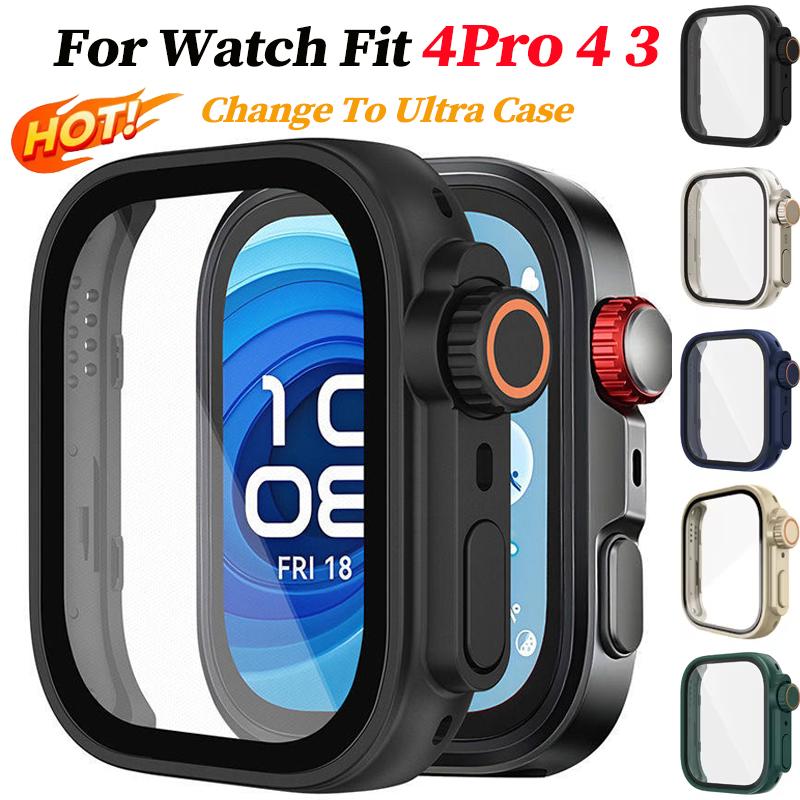 Change To Ultra Case for Huawei Watch Fit 3 4 4Pro Tempered Glass Cases Screen Protector for Huawei Fit4 4pro Upgrade to Ultra 2