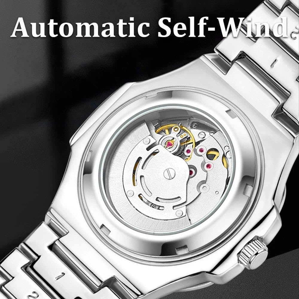 Rhinestone Bezel Automatic Mens Watches Luxury Men Fashion Clock Waterproof Stainless Steel Mechanical Wrist Watch