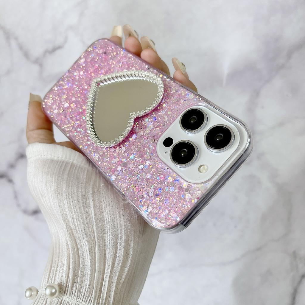 For iPhone 15 Pro Epoxy Case Mirror Design TPU Shockproof Phone Cover