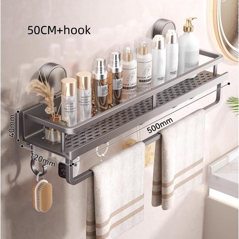 Suction Cup Mount Bathroom Shelf Multifunctional No Drill Hanging Bath Room Basket Household Shampoo Storage Rack Tray
