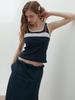 Double Hips Layered Moana Sleeveless Top (Navy)