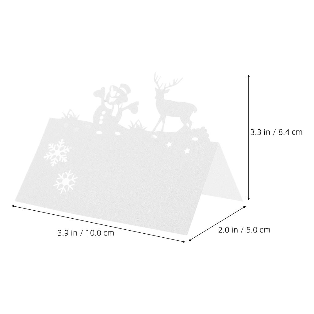 50Pcs Tent Cards Festive Reindeer Snowman Theme Printable Surface Table Name Tags for Xmas Party Wedding Reception Seating