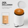 Trash Can 20L, with Pedal, Inner Bucket, Fingerprint-Proof, Quiet Closing, Cream White