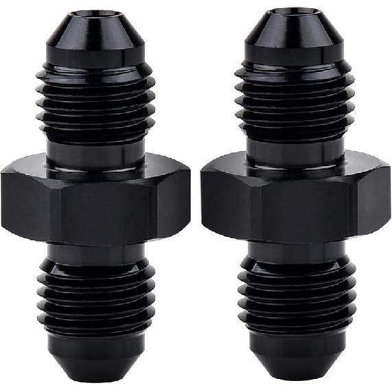 EVIL ENERGY 6AN Male to Male Flare Coupler Union Straight Fuel Hose Adapter Fitting Black 2PCS