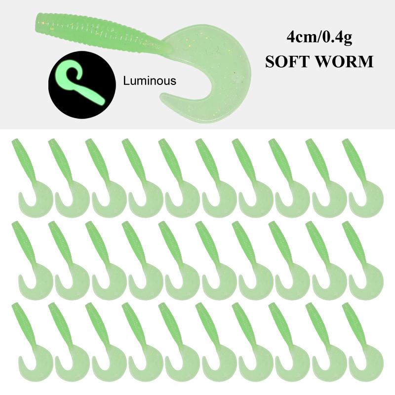 

Рыболовный набор с мягкой приманкой и спиральным хвостом 4 см, грузилом и крючками 30 pieces per bag (random colors)