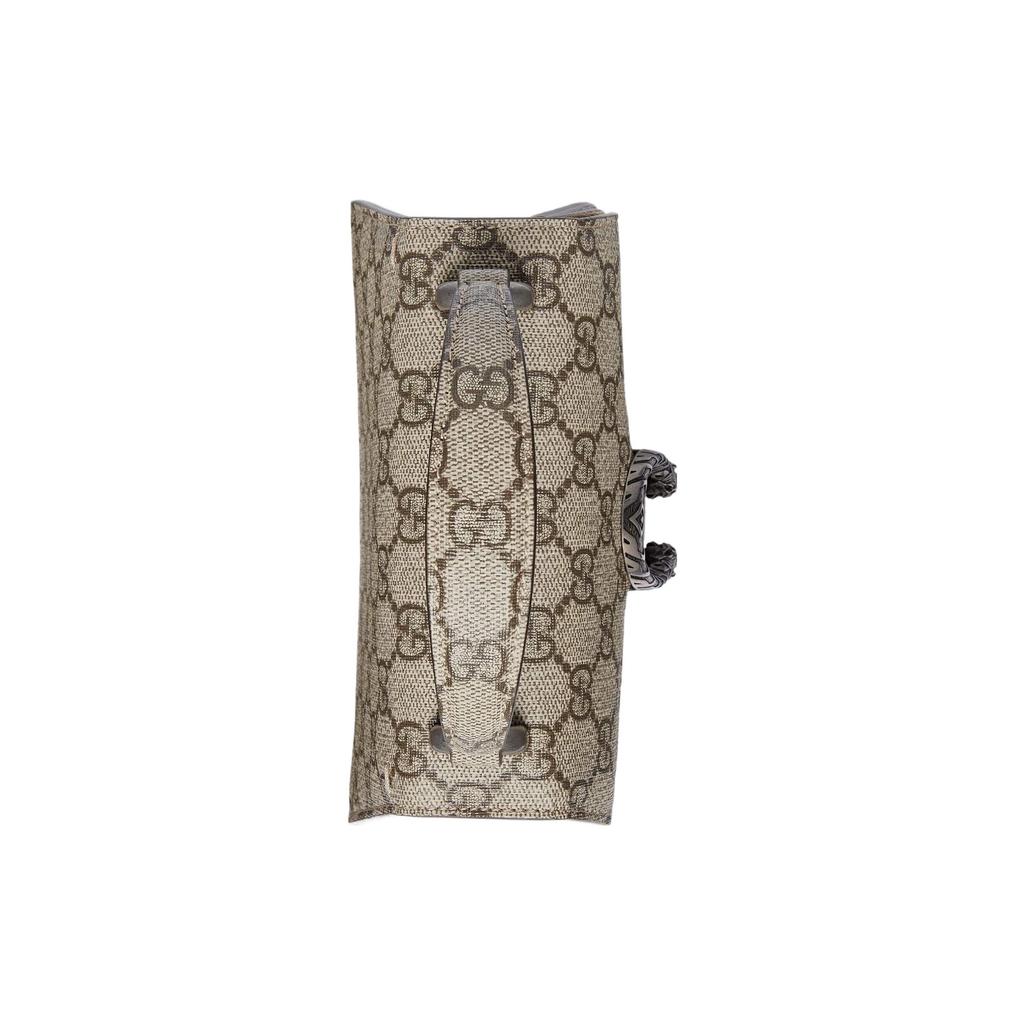 Gucci Borsa a Spalla Mini Borsa a Tracolla in Tela con Chiusura a Bottone Magnetico Logo Vintage Testa di Tigre Borse da Donna Beige Marrone Scuro 752029-KHNRN-8642