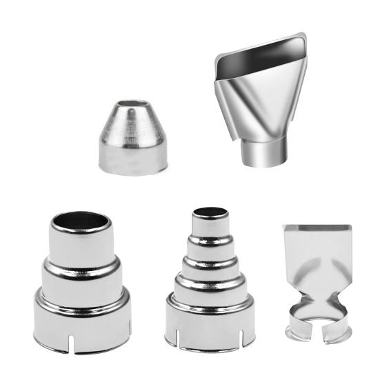 

5 шт., комплект насадок для теплового вентилятора с гладкой поверхностью, антикоррозийный комплект практичных пятислойных насадок для горячего воздуха