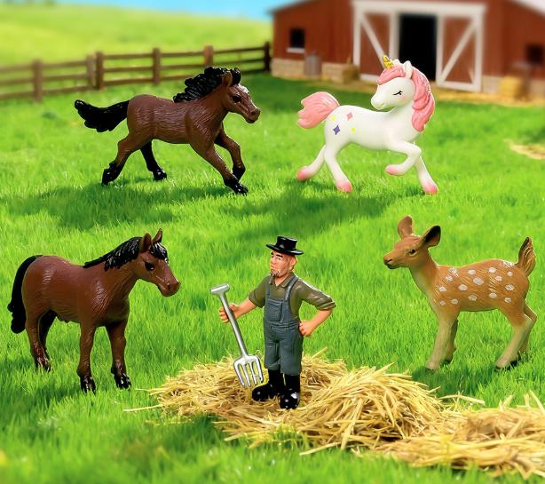 

Creative Simulation Farm Steed Farmer Deer PVC Craft Plastic Animal Ornament One Size коричневый