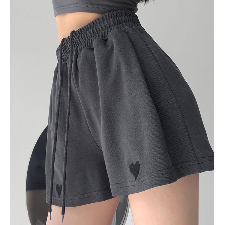 

Спортивные шорты женские летние пряные девушки свободные тонкие талии с высокой талией тонкие беговые брюки в диких повседневных широких брюках на улице S темно серый