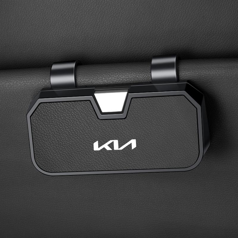 cogpkw1 for Kia Sportage Sorento K5 K3 Seltos Rio Carnival Ceed Car Emblem Visor Glasses Case Goatskin Sunglasses Holder Organizer Clip