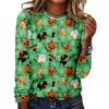 Women's Halloween 3D Printed Pumpkin Face Bat Long Sleeve Shirt Autumn Loose Casual Polyester Round Neck Fashion Casual Top